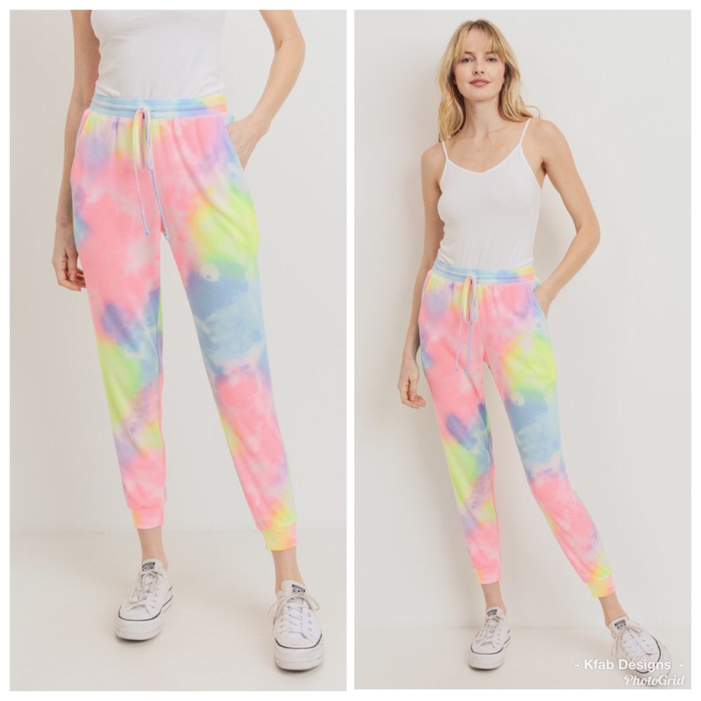 🌈LAST 2! Tie Dye Rainbow Super Soft Joggers! - Picture 3 of 7